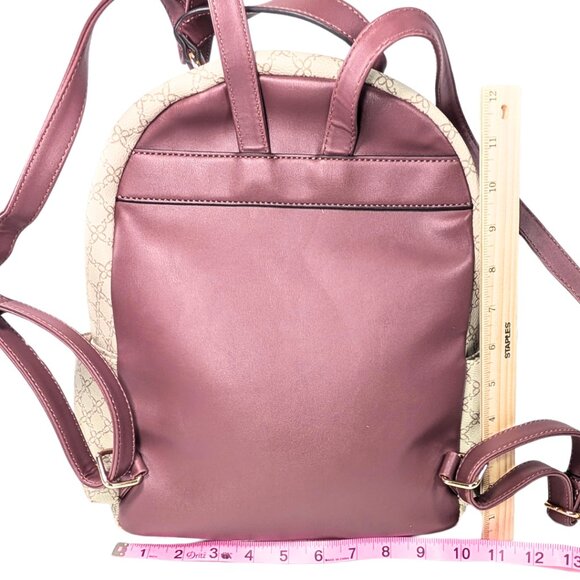 Nine West Backpack & Card Wallet Signature Print PVC Mauve Faux Leather - Picture 2 of 9